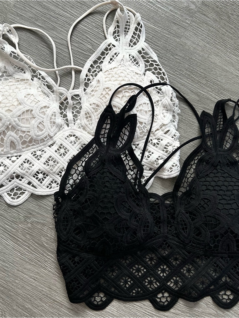 2 Black and White Lace Bralettes